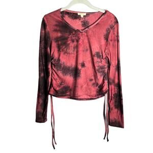 Paper + Tee Red Tie Dye Cropped Top Size Medium